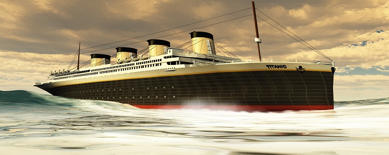 泰坦尼克号在第一次航行中触碰到北大西洋的一座冰山